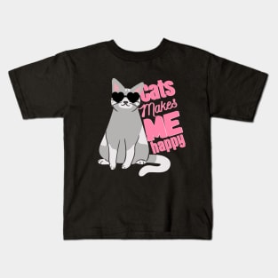 cats makes me happy Kids T-Shirt
